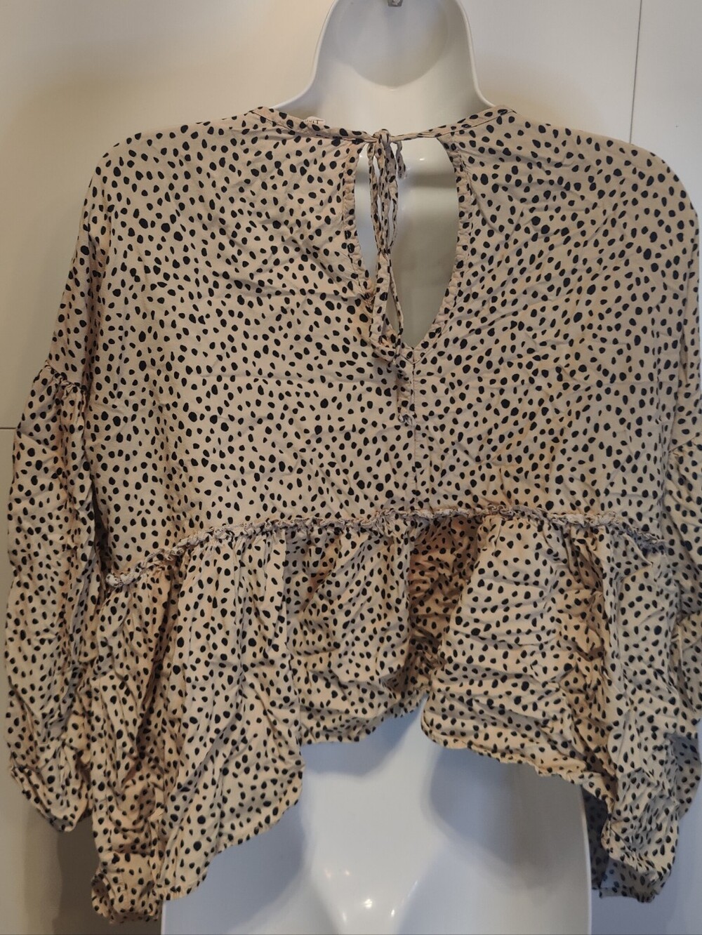 Peach Love California Animal Print Ruffle Peplum Top - Picture 4 of 7